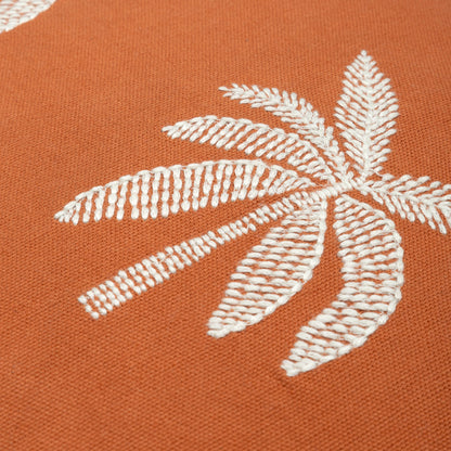 Capa de Almofada Terracota com Bordado de Palmeira 50X50 - Clocasa | Além do Conforto