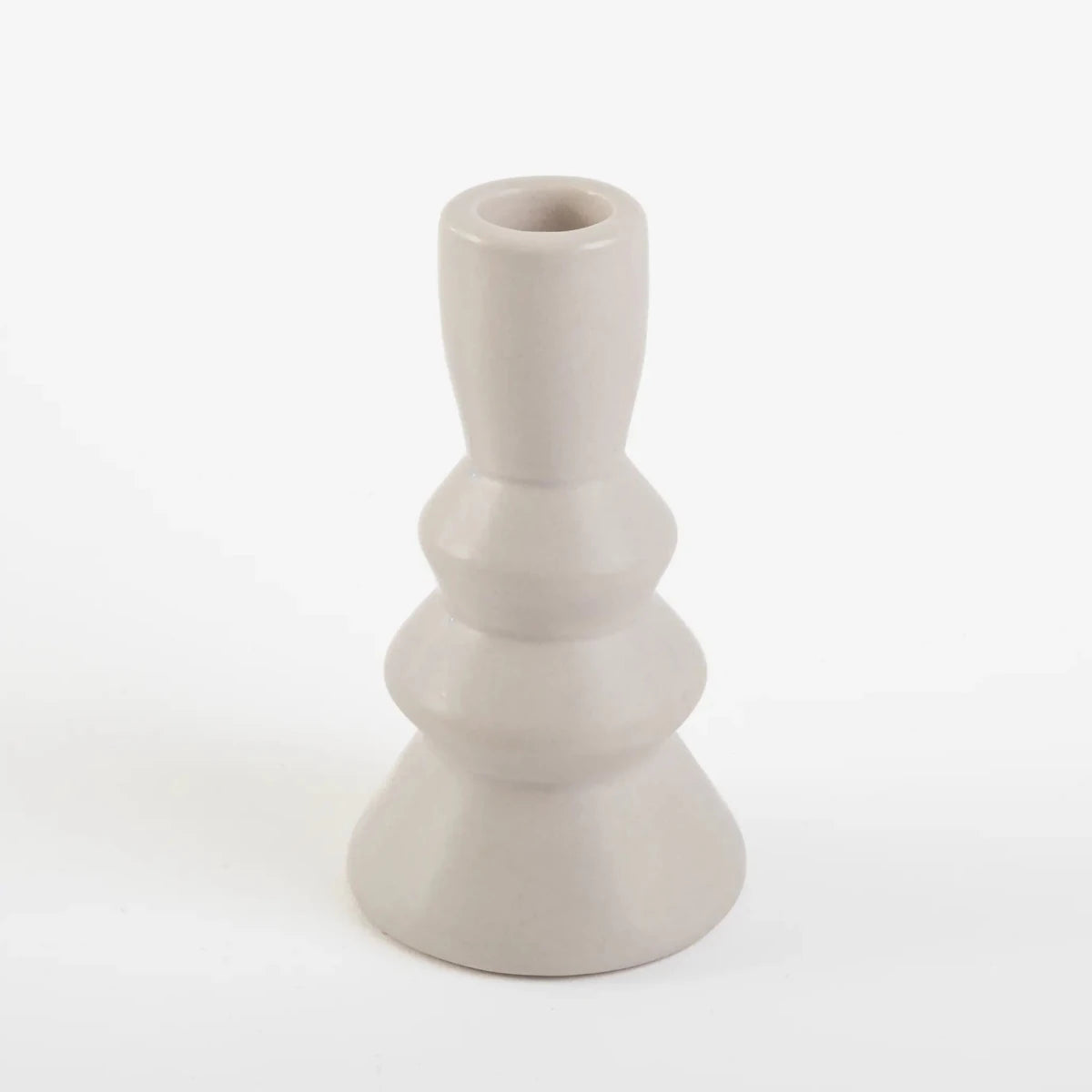 Castiçal de Cerâmica Geométrico Branco - Clocasa | Além do Conforto