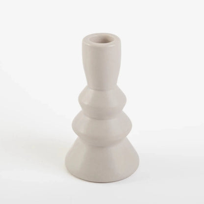 Castiçal de Cerâmica Geométrico Branco - Clocasa | Além do Conforto