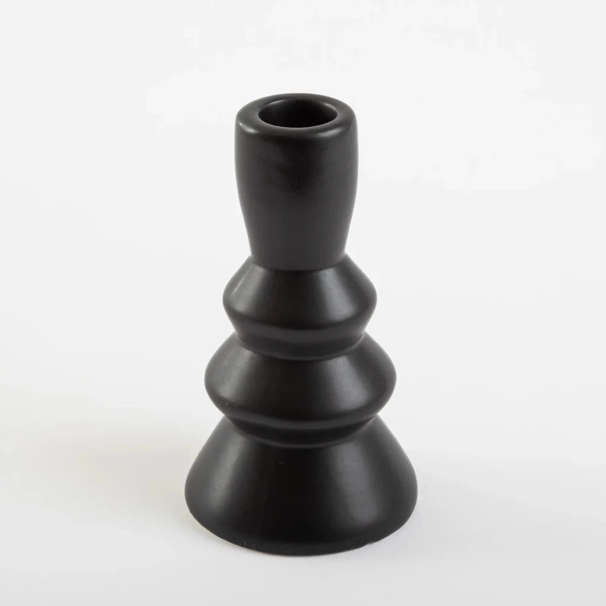 Castiçal de Cerâmica Geométrico Preto - Clocasa | Além do Conforto