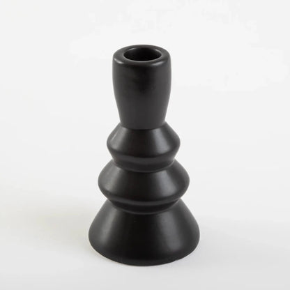 Castiçal de Cerâmica Geométrico Preto - Clocasa | Além do Conforto
