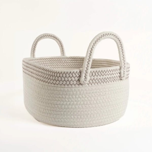 Cesto em Corda de Algodão Branco Grande - Clocasa | Além do Conforto