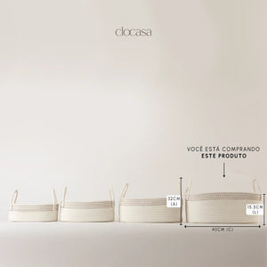 Cesto em Corda de Algodão Branco Grande - Clocasa | Além do Conforto
