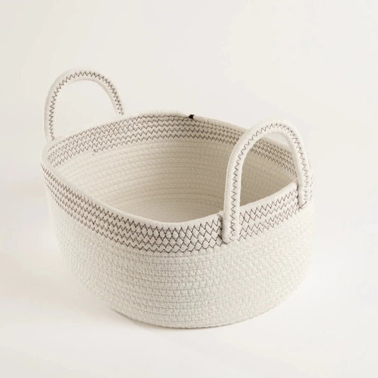 Cesto em Corda de Algodão Branco Grande - Clocasa | Além do Conforto
