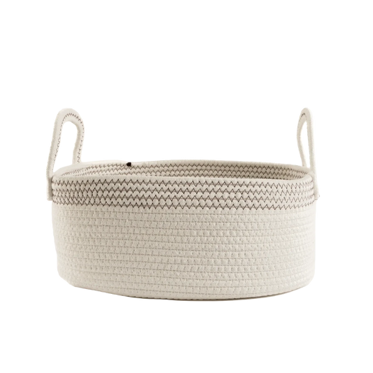 Cesto em Corda de Algodão Branco Grande - Clocasa | Além do Conforto