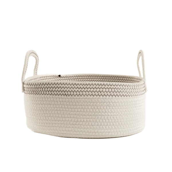 Cesto em Corda de Algodão Branco Grande - Clocasa | Além do Conforto