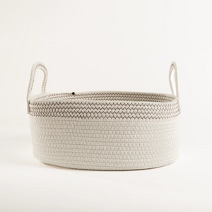 Cesto em Corda de Algodão Branco Grande - Clocasa | Além do Conforto