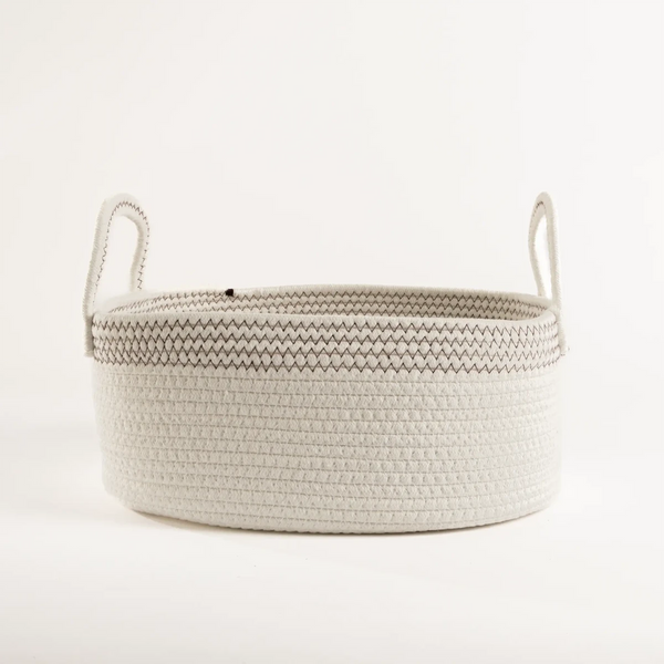 Cesto em Corda de Algodão Branco Grande - Clocasa | Além do Conforto