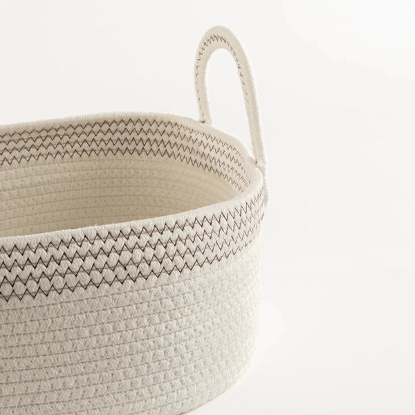 Cesto em Corda de Algodão Branco Grande - Clocasa | Além do Conforto