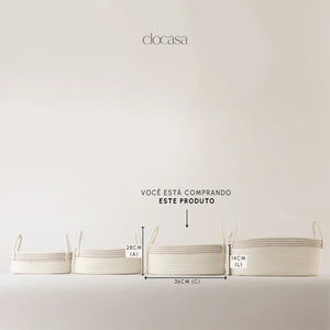 Cesto em Corda de Algodão Branco Médio - Clocasa | Além do Conforto