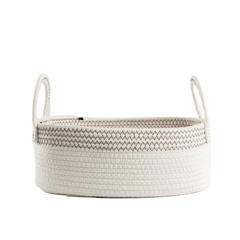 Cesto em Corda de Algodão Branco Médio - Clocasa | Além do Conforto
