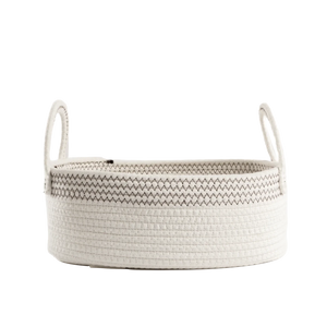 Cesto em Corda de Algodão Branco Médio - Clocasa | Além do Conforto