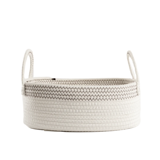 Cesto em Corda de Algodão Branco Médio - Clocasa | Além do Conforto