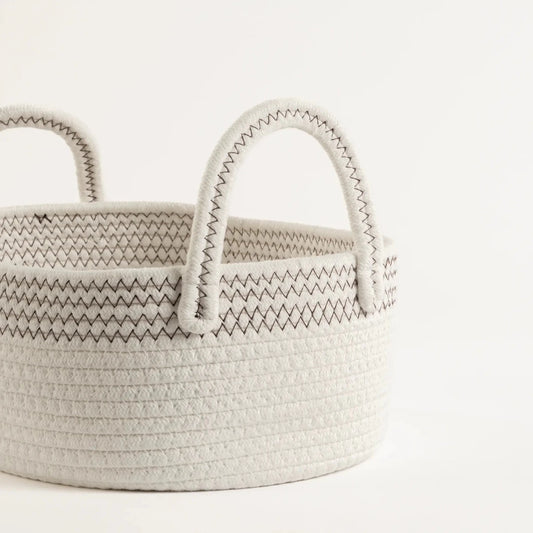 Cesto em Corda de Algodão Branco Médio - Clocasa | Além do Conforto