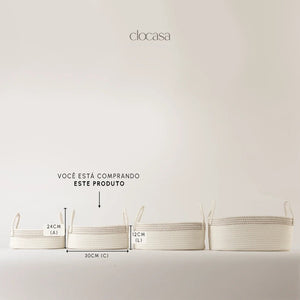 Cesto em Corda de Algodão Branco Pequeno - Clocasa | Além do Conforto