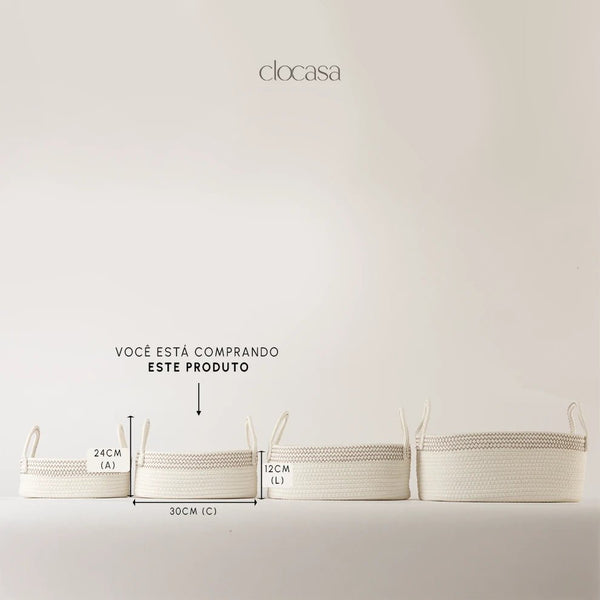 Cesto em Corda de Algodão Branco Pequeno - Clocasa | Além do Conforto