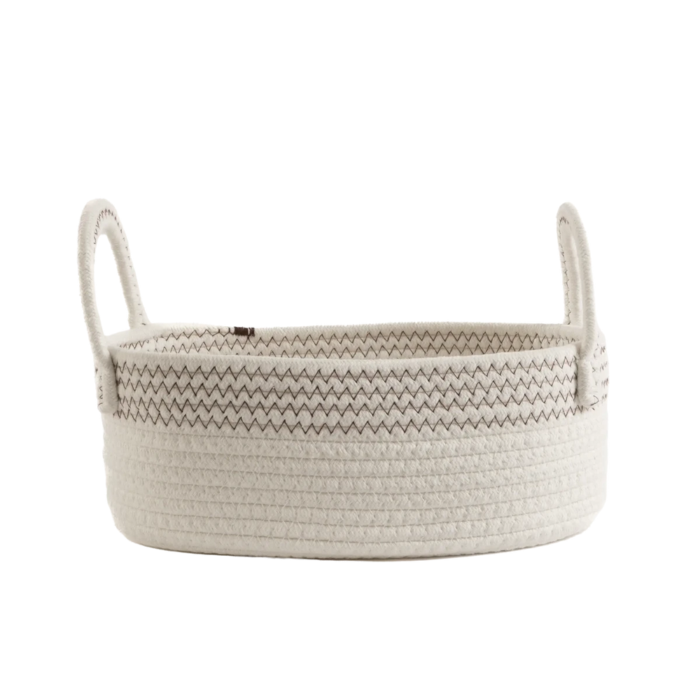 Cesto em Corda de Algodão Branco Pequeno - Clocasa | Além do Conforto