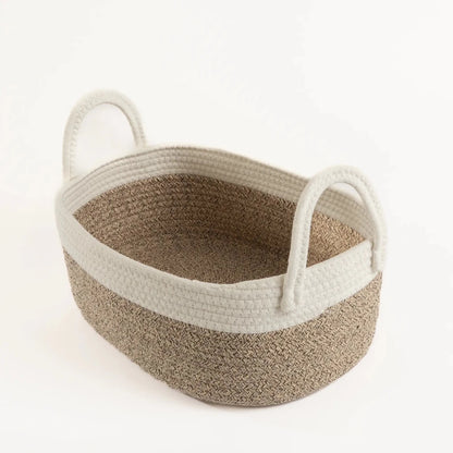 Cesto em Corda de Algodão Soft Cinza Grande - Clocasa | Além do Conforto