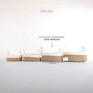 Cesto em Corda de Algodão Soft Cinza Médio - Clocasa | Além do Conforto