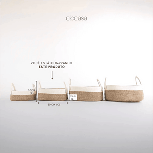Cesto em Corda de Algodão Soft Cinza Pequeno - Clocasa | Além do Conforto