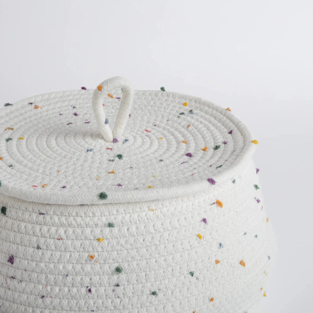 Cesto Organizador Branco com Poá Colorido Médio - Clocasa | Além do Conforto