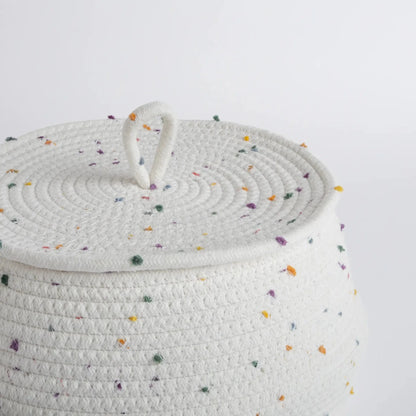 Cesto Organizador Branco com Poá Colorido Médio - Clocasa | Além do Conforto