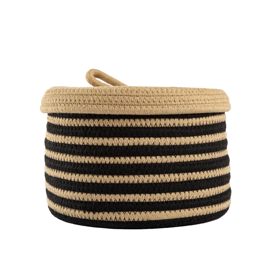Cesto Organizador Listrado Natural Pequeno - Clocasa | Além do Conforto