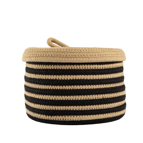 Cesto Organizador Listrado Natural Pequeno - Clocasa | Além do Conforto