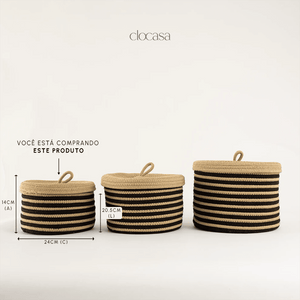 Cesto Organizador Listrado Natural Pequeno - Clocasa | Além do Conforto