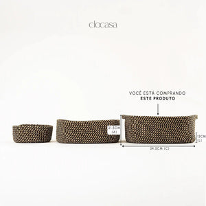 Cesto Organizador Natural com Trama Bicolor Grande - Clocasa | Além do Conforto