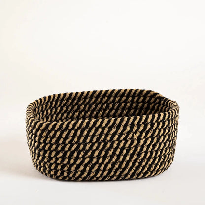 Cesto Organizador Natural com Trama Bicolor Pequeno - Clocasa | Além do Conforto