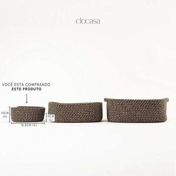 Cesto Organizador Natural com Trama Bicolor Pequeno - Clocasa | Além do Conforto