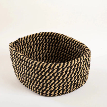 Cesto Organizador Natural com Trama Bicolor Pequeno - Clocasa | Além do Conforto