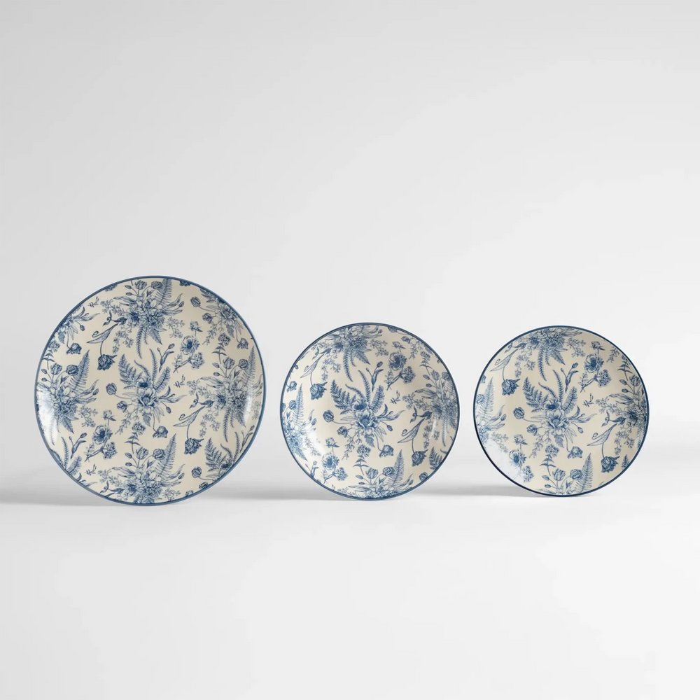 Conjunto de Jantar Individual 3 Peças Floral Azul - Clocasa | Além do Conforto
