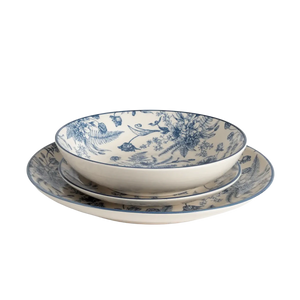 Conjunto de Jantar Individual 3 Peças Floral Azul - Clocasa | Além do Conforto