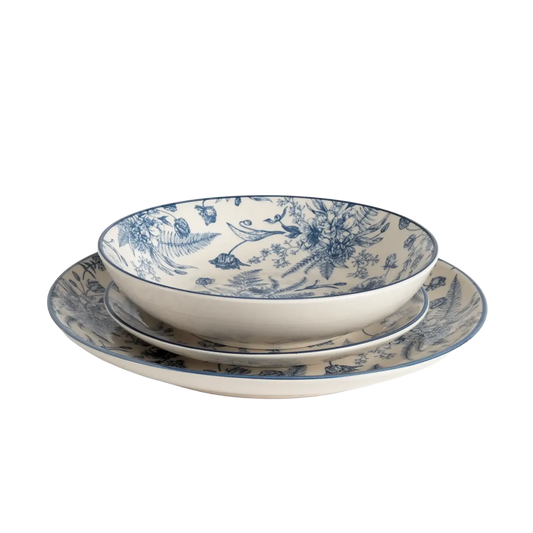 Conjunto de Jantar Individual 3 Peças Floral Azul - Clocasa | Além do Conforto