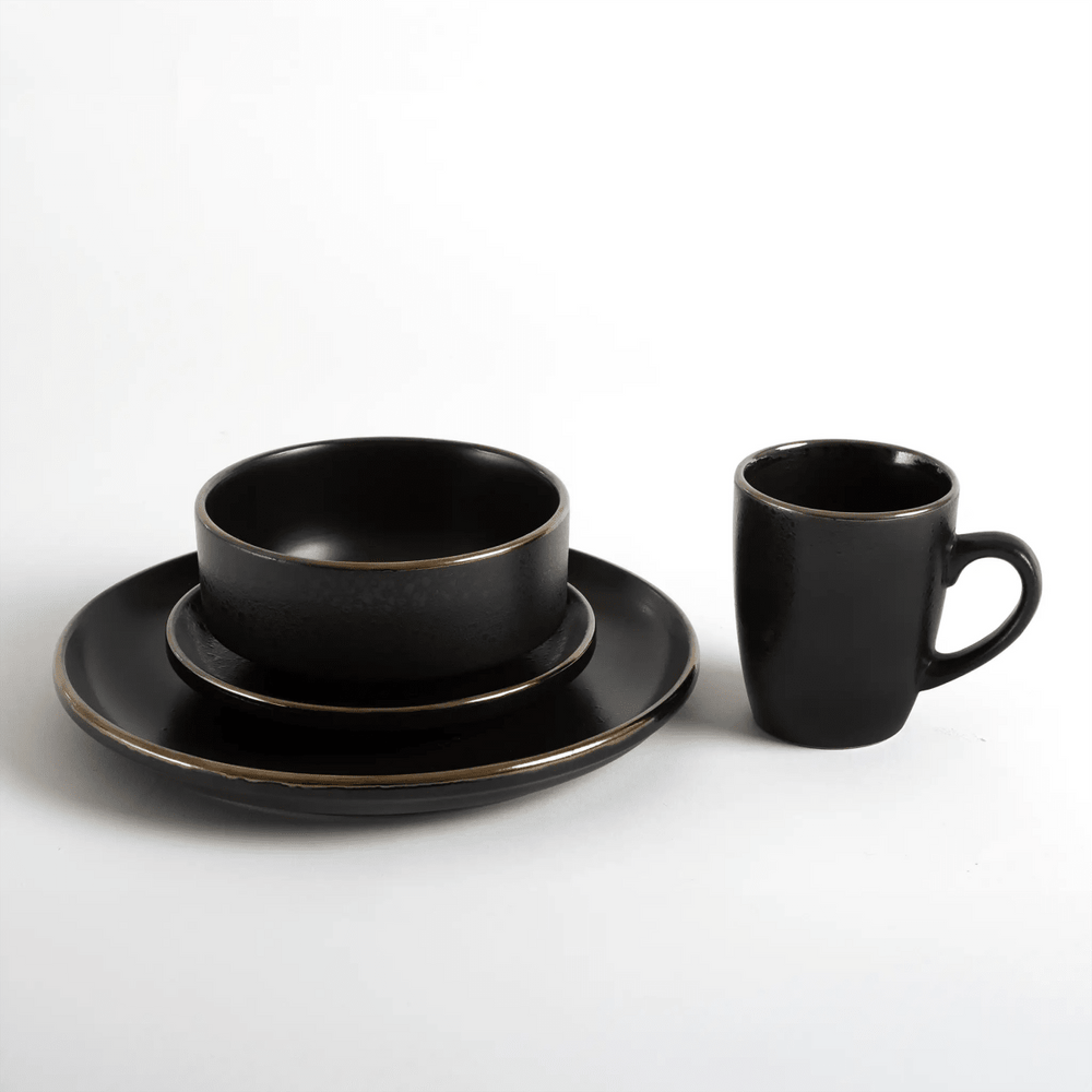 Conjunto de Jantar Individual 4 Peças Preto Rústico - Clocasa | Além do Conforto