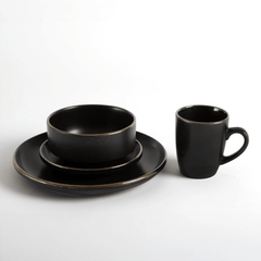 Conjunto de Jantar Individual 4 Peças Preto Rústico - Clocasa | Além do Conforto