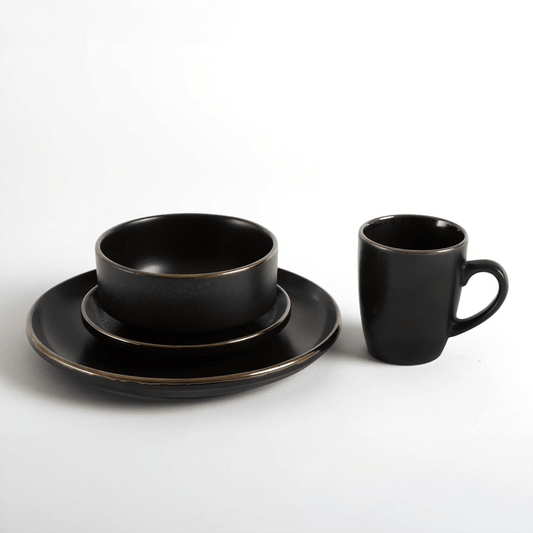 Conjunto de Jantar Individual 4 Peças Preto Rústico - Clocasa | Além do Conforto