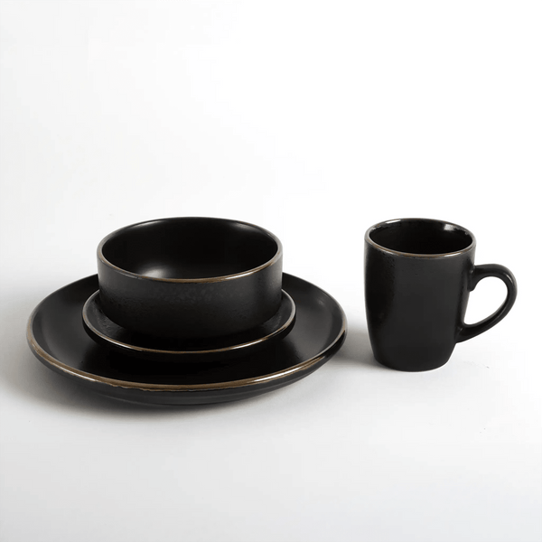 Conjunto de Jantar Individual 4 Peças Preto Rústico - Clocasa | Além do Conforto