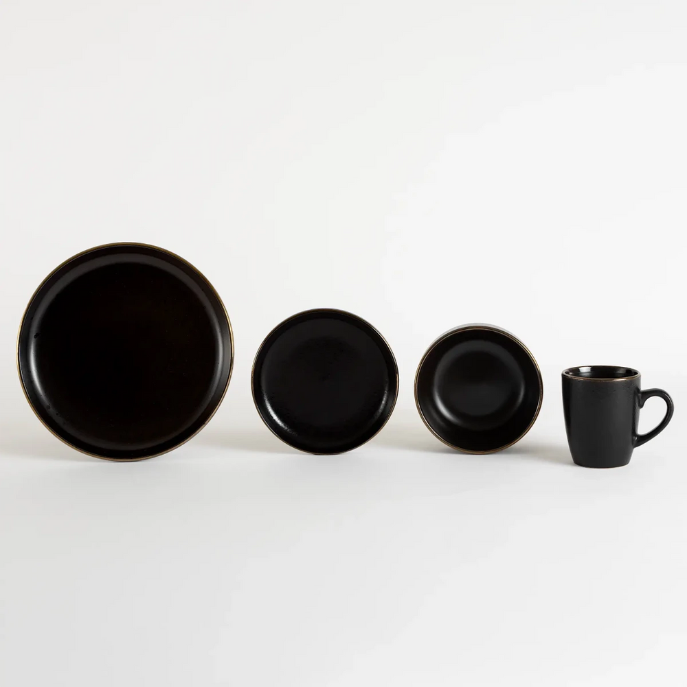 Conjunto de Jantar Individual 4 Peças Preto Rústico - Clocasa | Além do Conforto