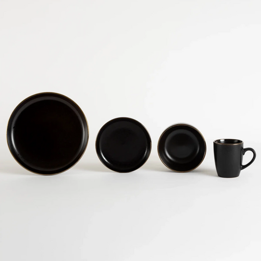 Conjunto de Jantar Individual 4 Peças Preto Rústico - Clocasa | Além do Conforto