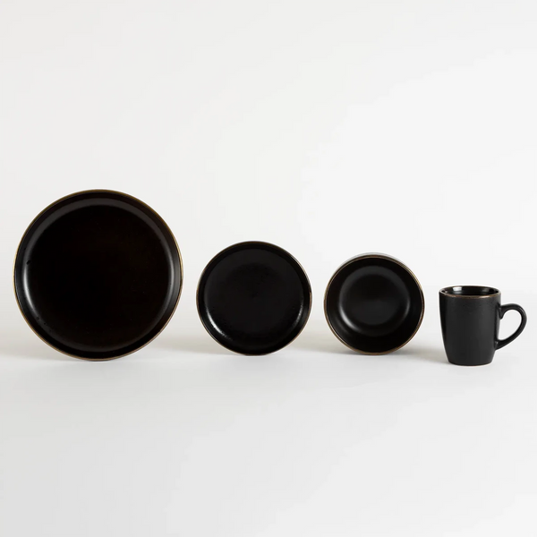 Conjunto de Jantar Individual 4 Peças Preto Rústico - Clocasa | Além do Conforto