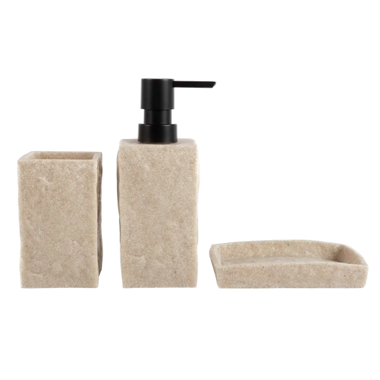 Kit Banheiro 3 Peças Marmorizado Bege e Preto - Clocasa | Além do Conforto