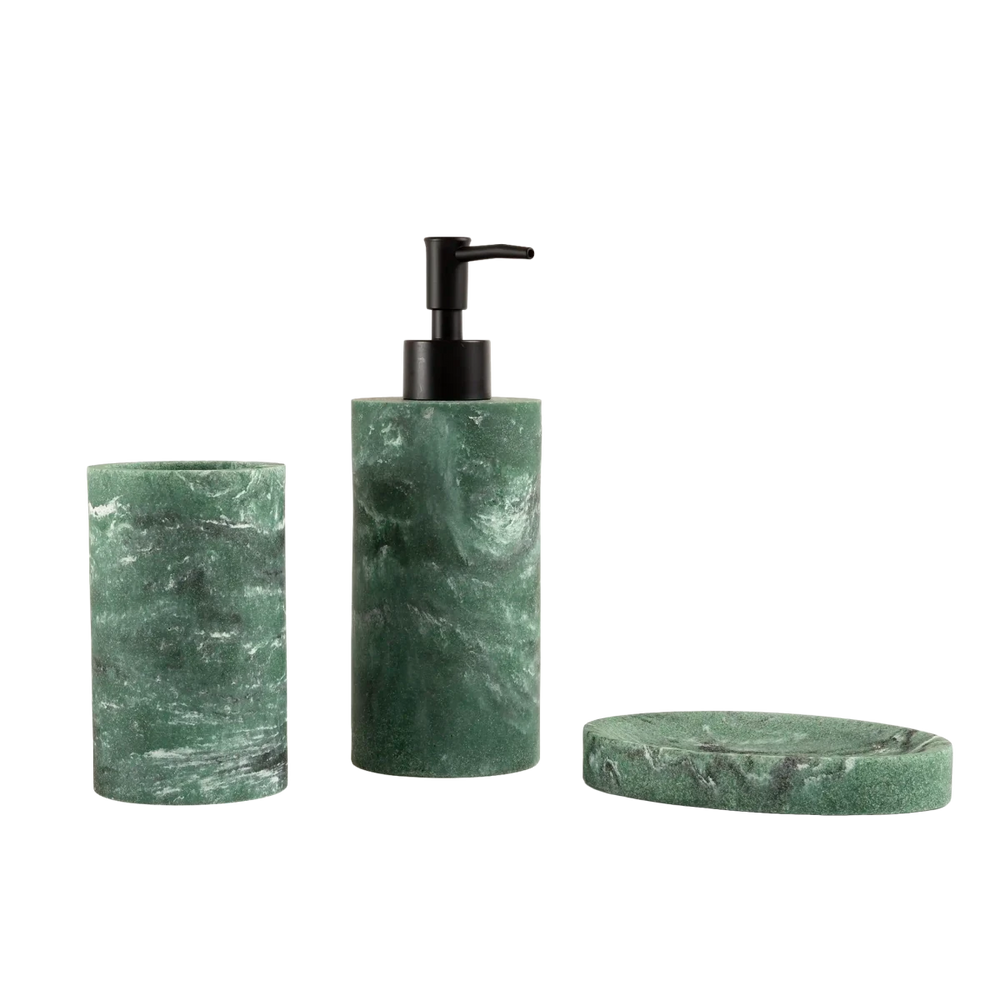 Kit Banheiro 3 Peças Marmorizado Verde - Clocasa | Além do Conforto