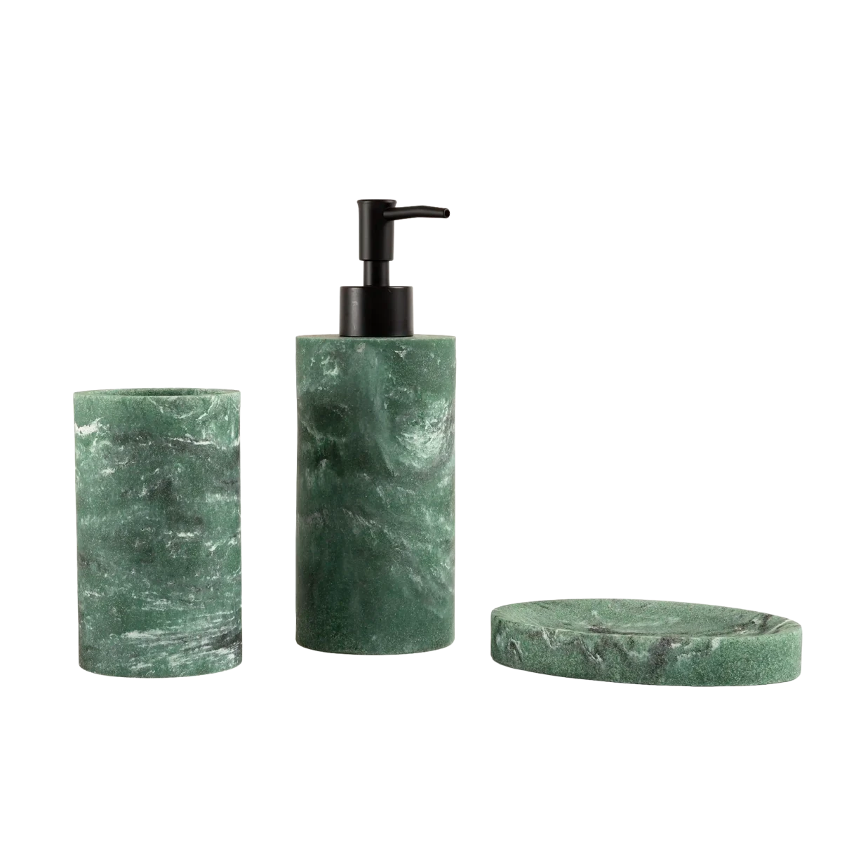 Kit Banheiro 3 Peças Marmorizado Verde - Clocasa | Além do Conforto