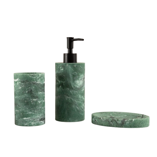 Kit Banheiro 3 Peças Marmorizado Verde - Clocasa | Além do Conforto