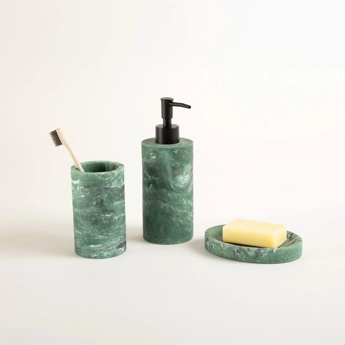Kit Banheiro 3 Peças Marmorizado Verde - Clocasa | Além do Conforto