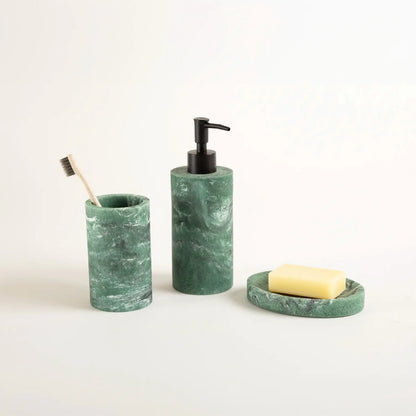 Kit Banheiro 3 Peças Marmorizado Verde - Clocasa | Além do Conforto