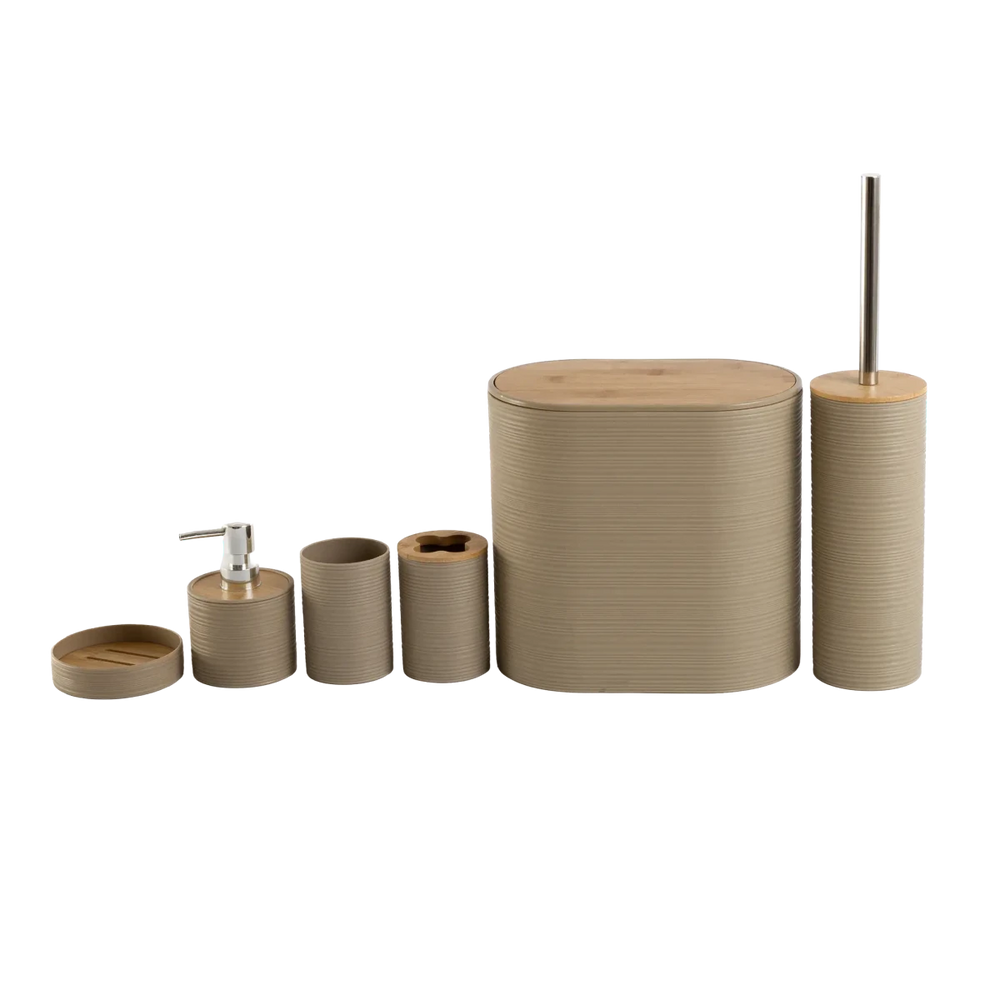 Kit Banheiro 6 Peças Bambu Bege - Clocasa | Além do Conforto